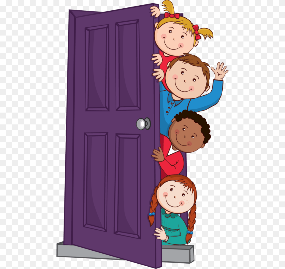 Behind The Door Clipart Cartoon Of Scared Girls Behind A Tree, Baby, Face, Head, Person Png Image