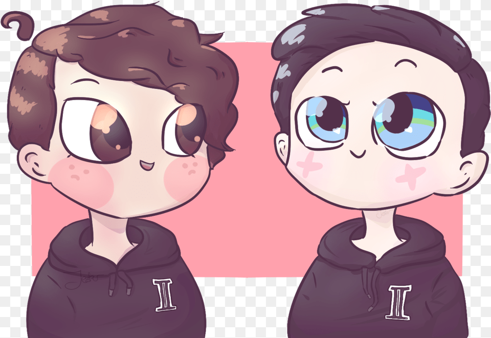Behold My First Dan And Phil Fanart Dan And Phil Cute Fanart, Baby, Person, Book, Comics Free Png Download