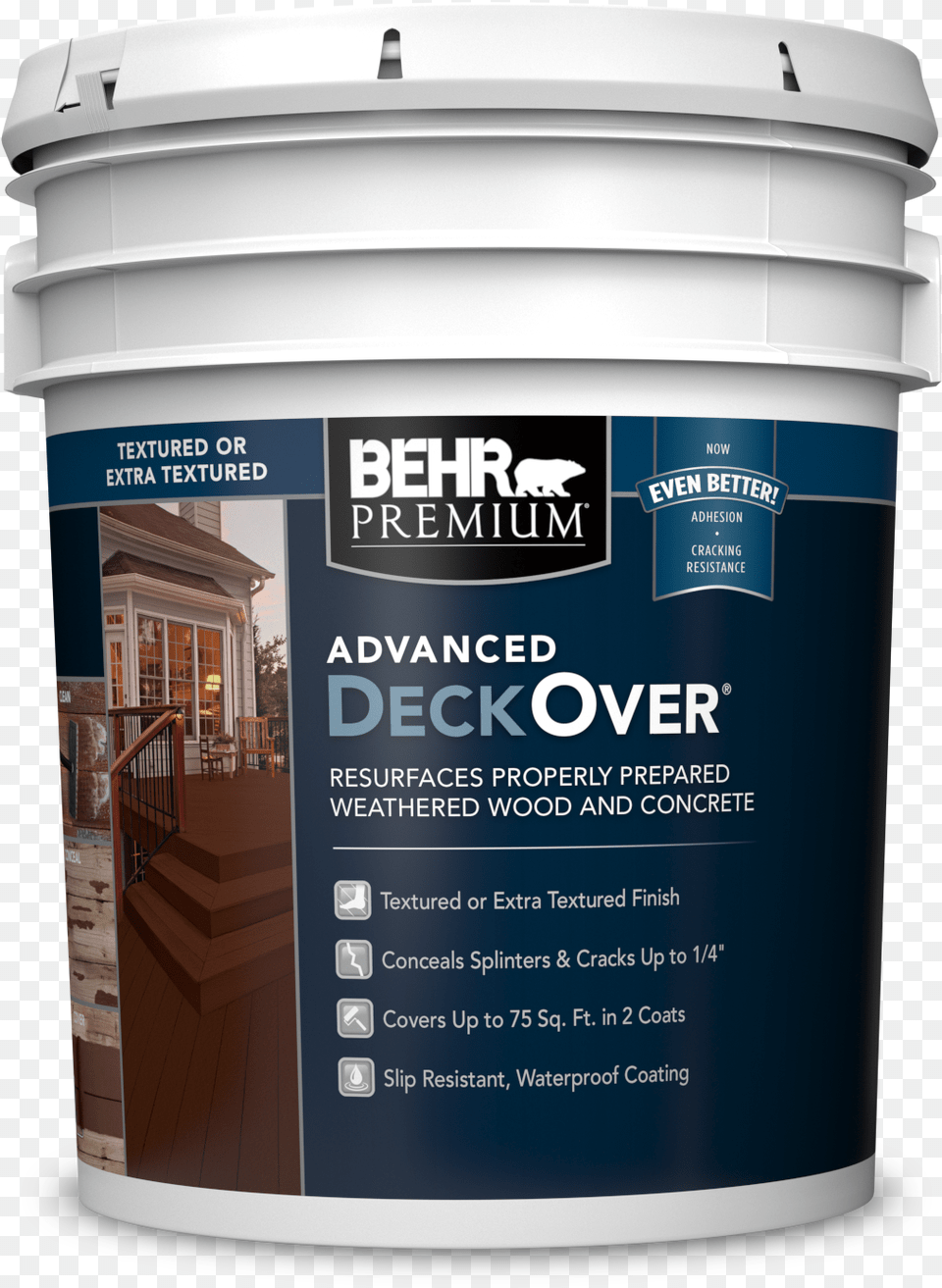 Behr Premium Advanced Deckover Textured 5 Gallon Image Behr Pro Exterior Satin, Paint Container, Plant, Bottle, Shaker Free Transparent Png