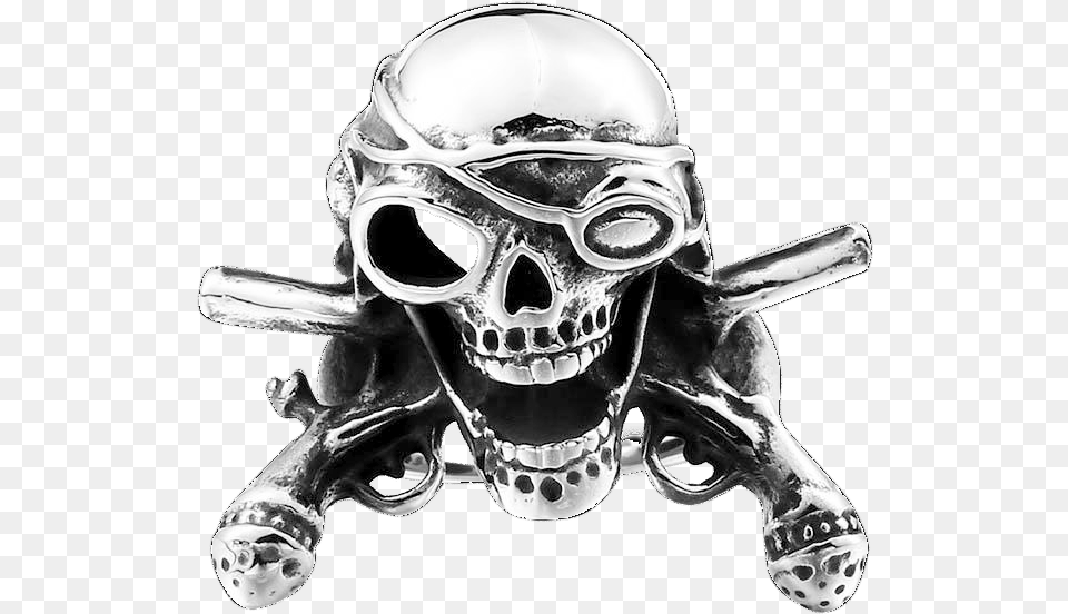 Beier Pirate Skull Ring Gun, Silver, Alien, Smoke Pipe Free Png Download