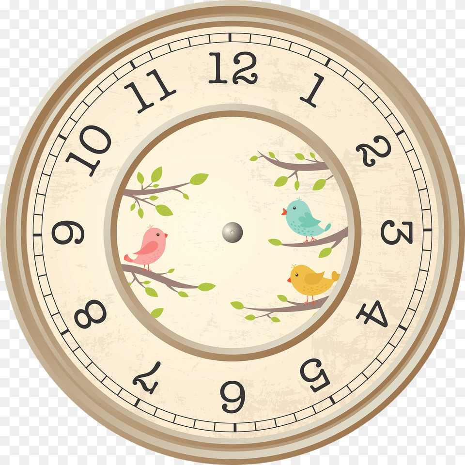 Beige Clock Birds Decoration, Analog Clock, Animal, Bird Free Transparent Png