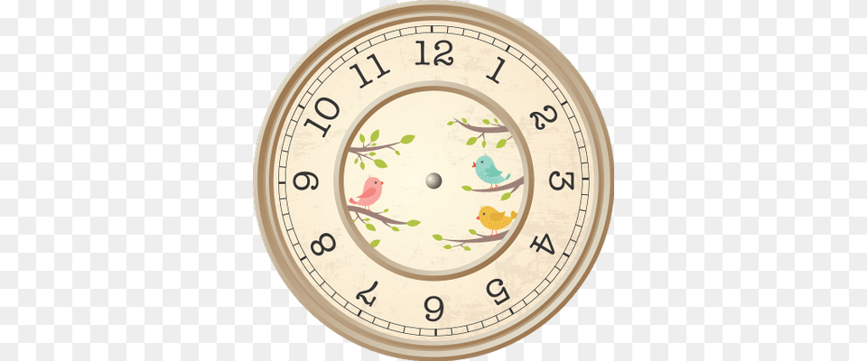 Beige Clock Birds Decoration Clock Face, Analog Clock, Animal, Bird Png