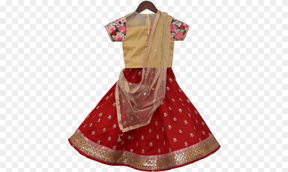 Beige Embroidery Choli With Red Embroidery Lehenga Costume, Blouse, Gown, Formal Wear, Fashion Png Image