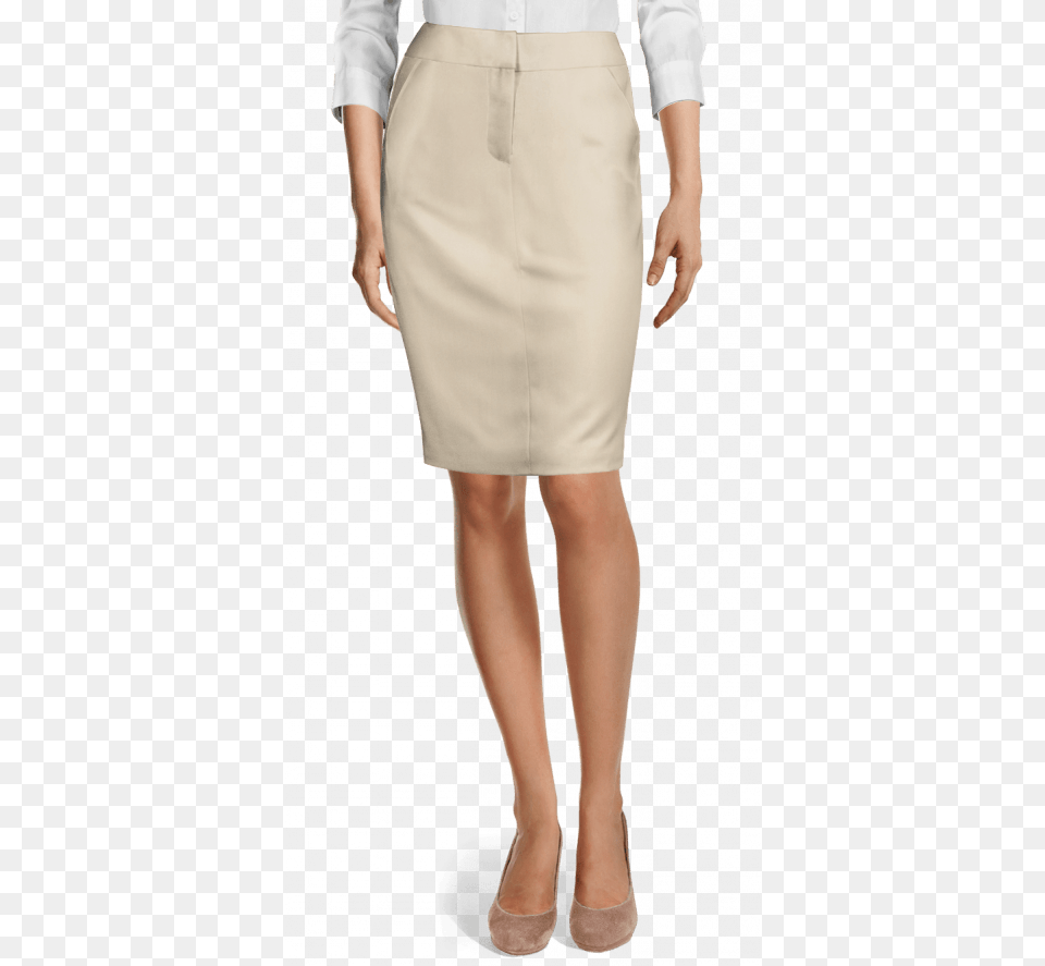 Beige Polyester Pencil Skirt Faldas Beige Tela Gabardina, Clothing, Miniskirt, Adult, Female Free Transparent Png