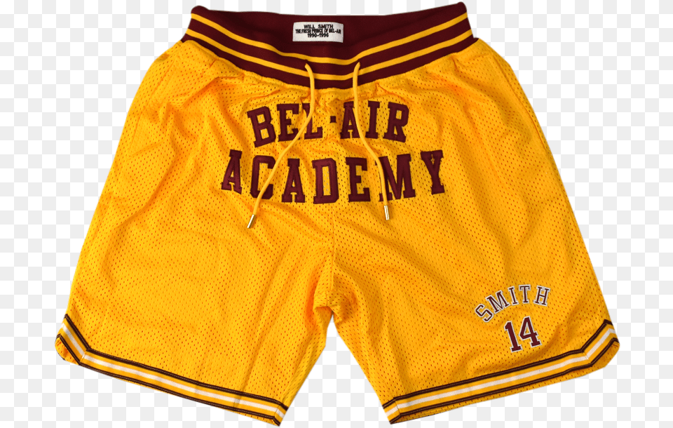 Bel Air Academy Will Smith Gold Basketball Shorts Bel Air Academy Shorts, Clothing, Shirt, Swimming Trunks Free Transparent Png