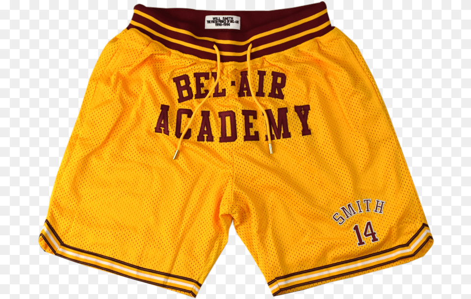 Bel Air Academy Will Smith Gold Basketball Shorts Bel Air Athletics Will Smith, Clothing, Shirt, Swimming Trunks Free Transparent Png