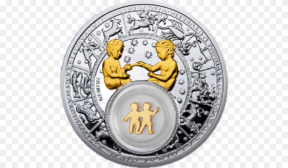 Belarus 2013 20 Rubles Gemini Belarus Zodiac 2013 Proof Gemini, Baby, Person, Silver, Coin Free Transparent Png