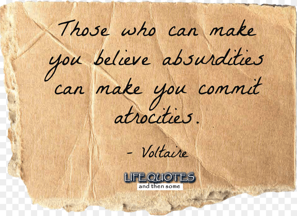 Believe Absurdities By Voltaire Handwriting, Text, Book, Publication Free Transparent Png