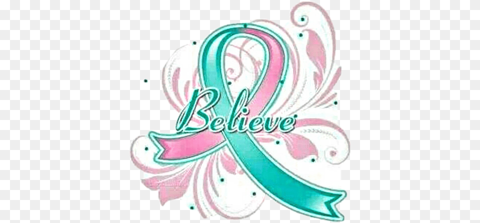 Believe Pink Teal Ribbon Text Brcca1 Previvor Ovarian Amp Breast Cancer Survivor, Birthday Cake, Cake, Cream, Dessert Free Transparent Png