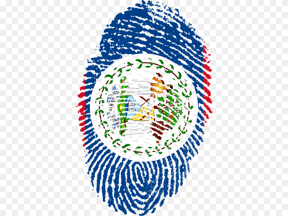 Belize Flag Fingerprint Country Pride Identity Belize Flag, Person, Art, Head, Pattern Png Image