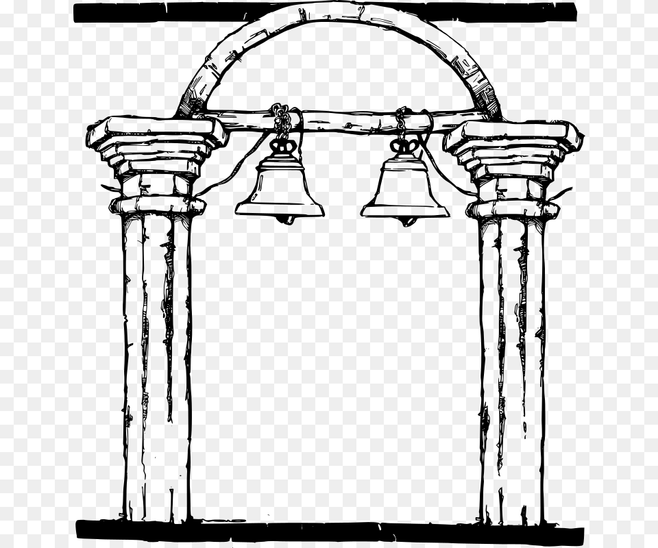 Bell Columns Frame Bell Under An Arch With Columns, Gray Free Png