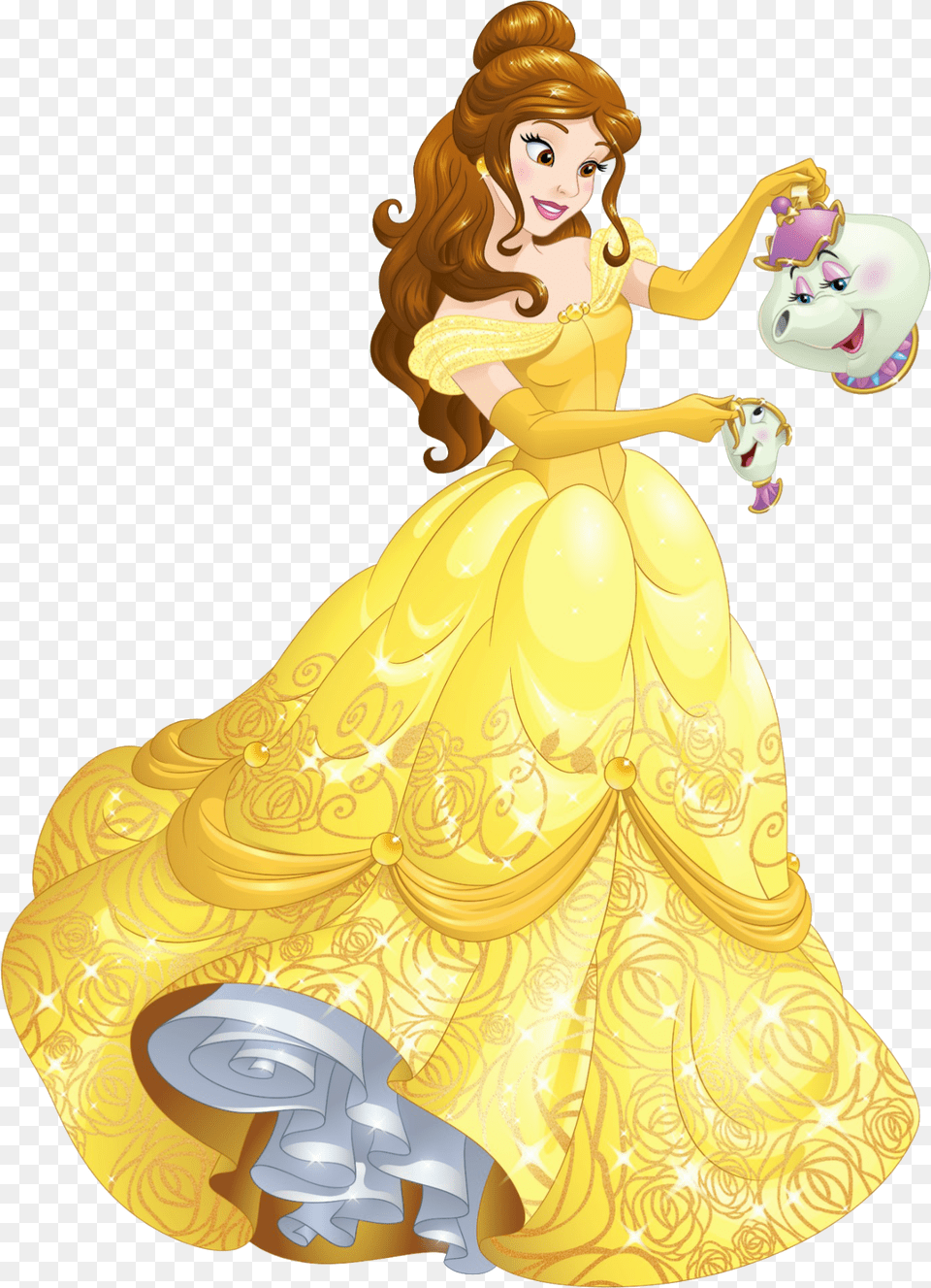 Bella 21 Belle With Mrs Potts, Clothing, Dress, Figurine, Fashion Free Transparent Png