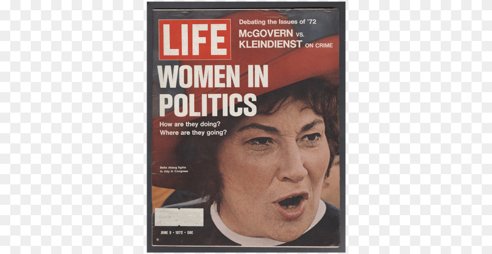 Bella Abzug On The Cover Of A 1972 Issue Of Life Magazine Magazine, Adult, Advertisement, Female, Person Png