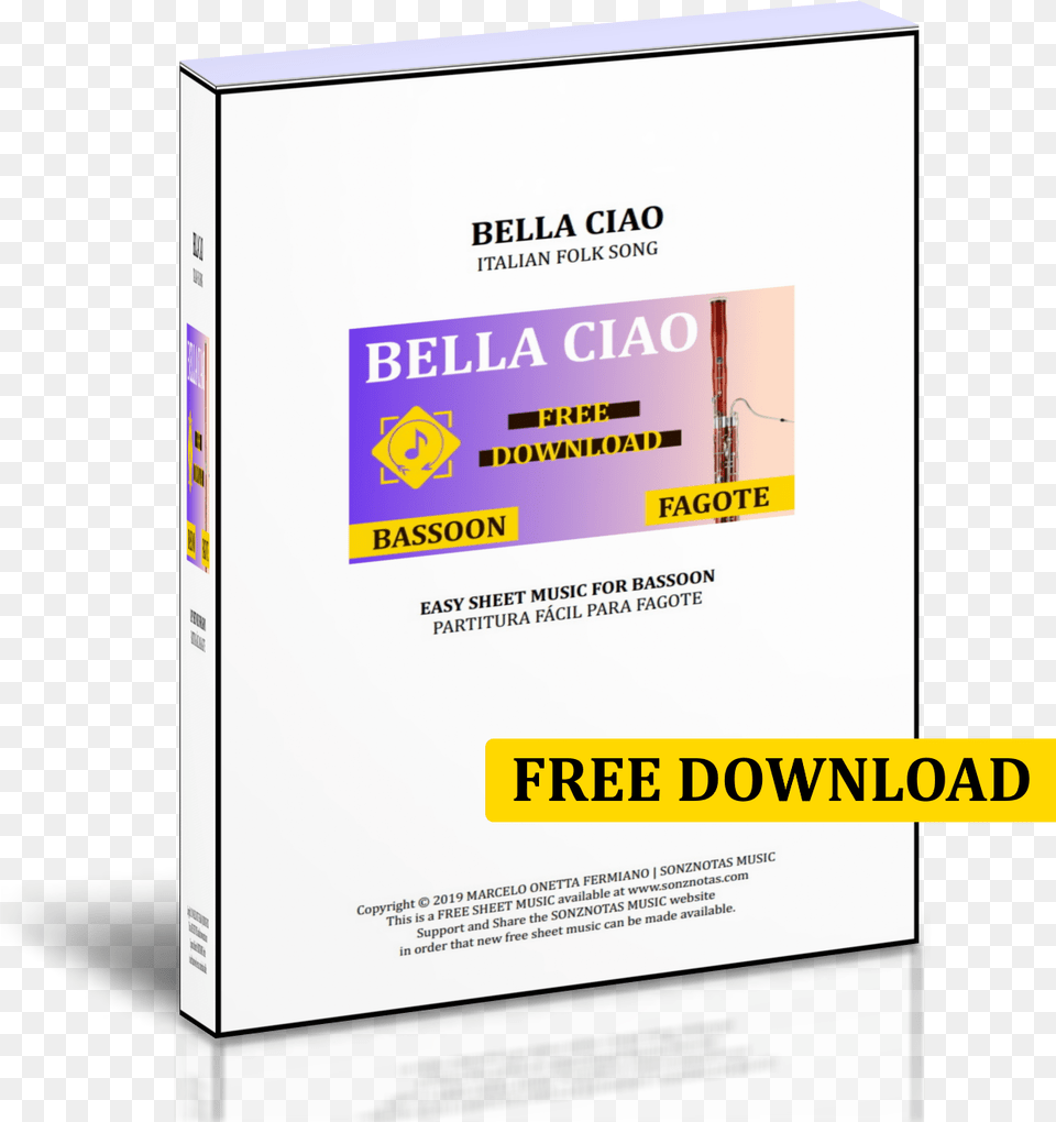 Bella Ciao Easy Bassoon Sheet Music Sonznotas Printing, Advertisement, Poster, Business Card, Paper Png Image