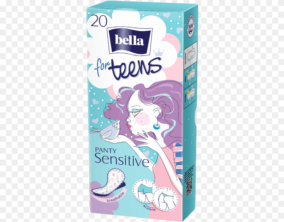 Bella For Teens Sensitive Pantyliners Ezhednevnie Prokladki Bella Tins, Baby, Person, Book, Publication Png Image