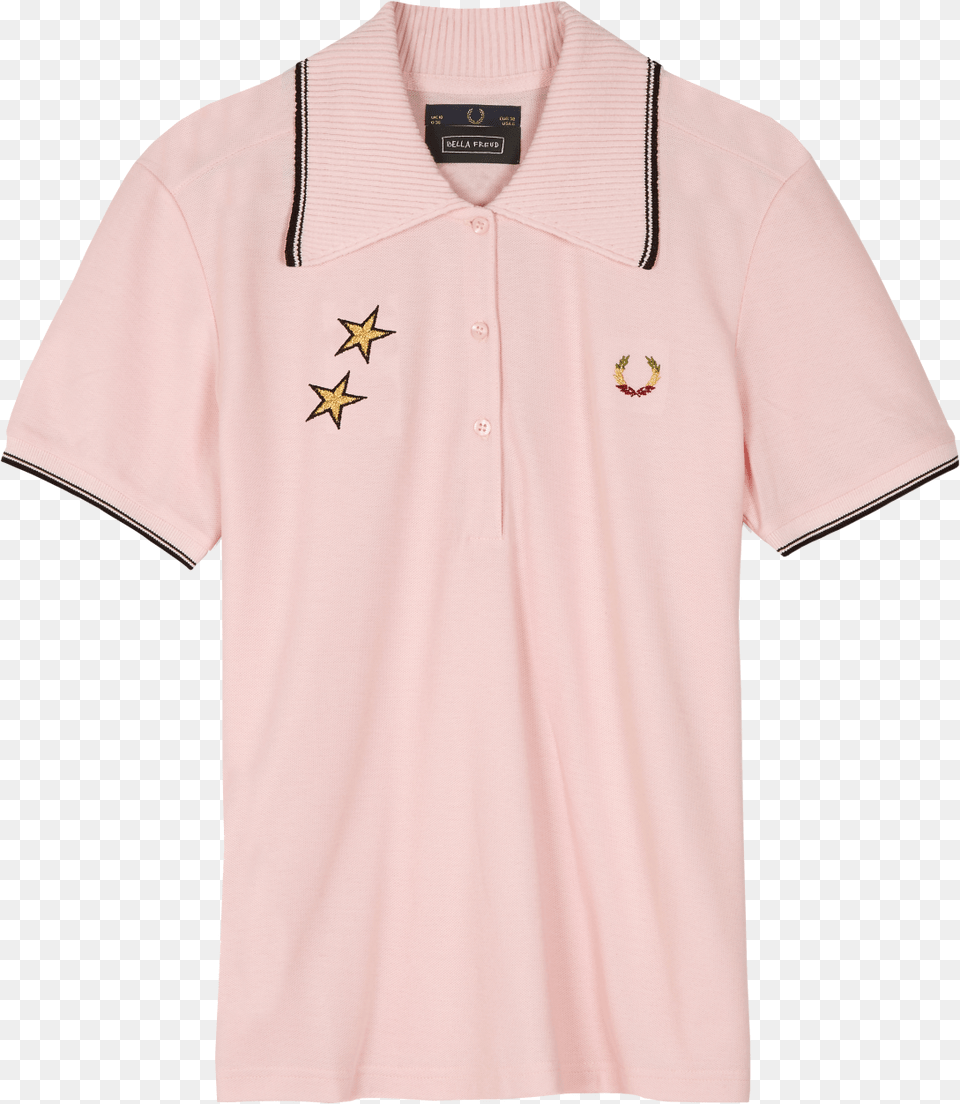 Bella Freud X Fred Perry Polo Rose Patch Cool Polo Shirt, Clothing, T-shirt Png