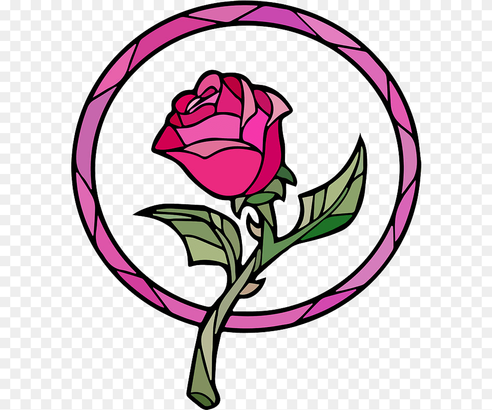 Belle Beast Stained Glass Drawing Glas Beauty And The Beast Rose Vector, Flower, Plant, Purple, Art Free Transparent Png