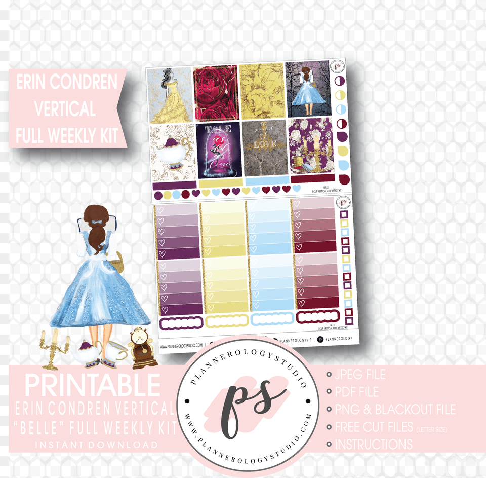 Belle Full Weekly Kit Printable Planner Stickers Craft, Advertisement, Poster, Art, Collage Free Png