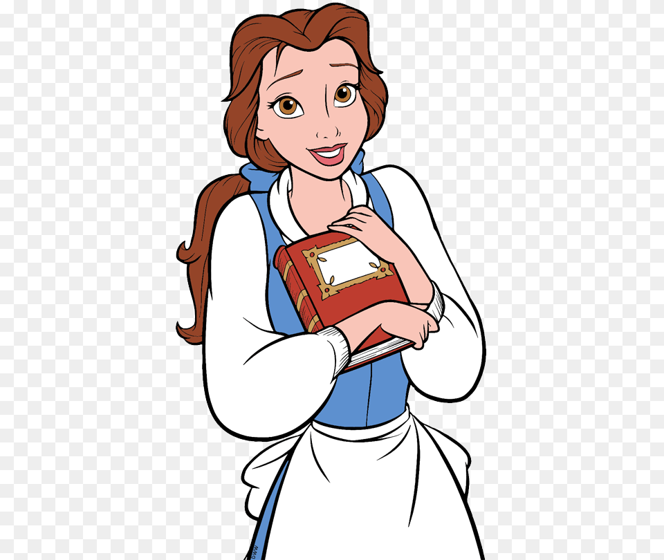 Belle Holding Book Belle Beauty And The Beast Book, Comics, Publication, Baby, Person Free Png