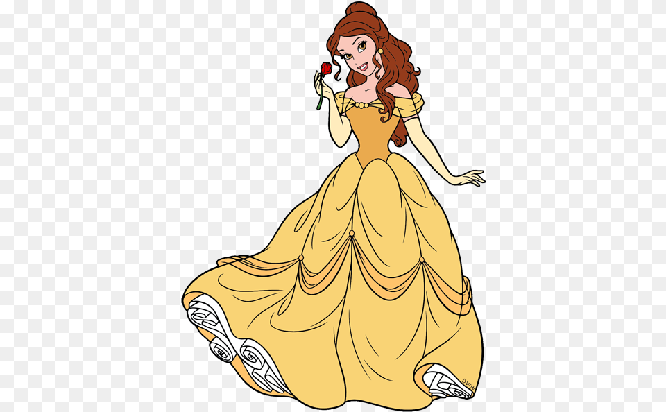 Belle Holding Her Beautiful Red Rose Beauty Beast Disney Belle With Rose, Clothing, Dress, Fashion, Gown Png Image