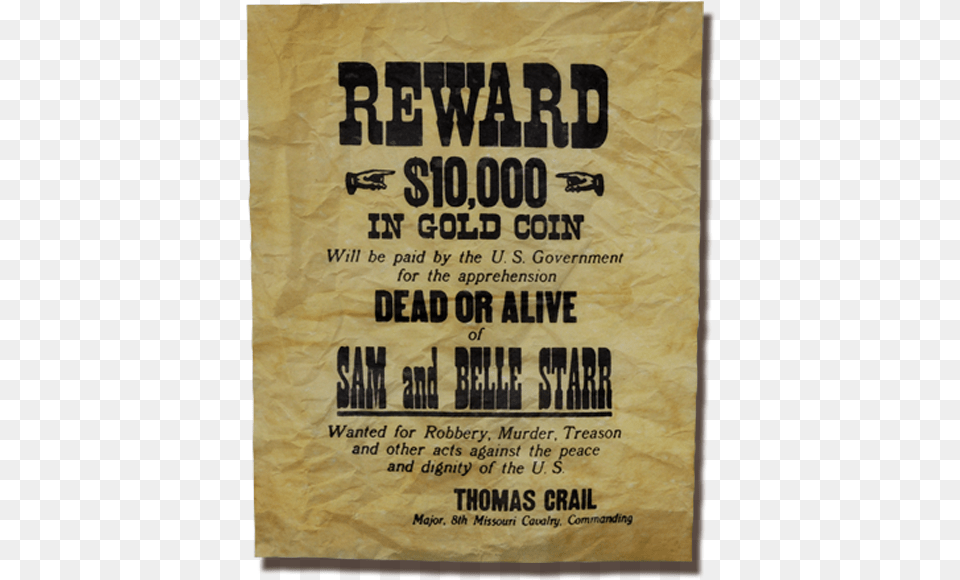 Belle Starr Wanted Poster, Advertisement, Book, Publication, Text Png