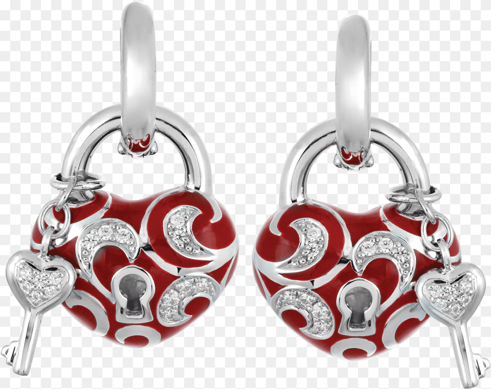 Belle Toile Key To My Heart Red Earrings Earrings, Accessories, Earring, Jewelry, Silver Free Transparent Png