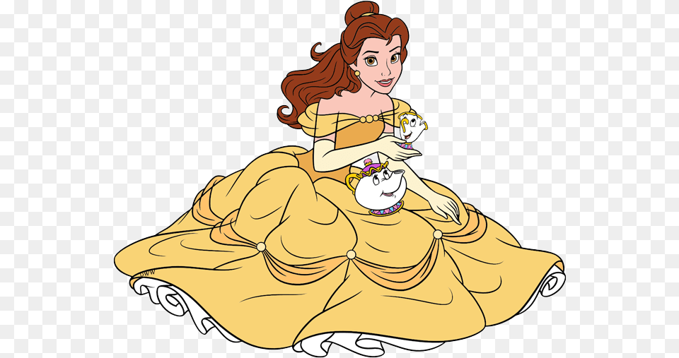 Belle With Book Clipart Jpg Library Library Pin By Beauty And The Beast Belle Sitting, Clothing, Dress, Fashion, Gown Png Image
