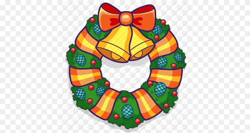 Bells Bow Christmas Decoration Holiday Wreath Icon, Art, Pattern Free Png Download