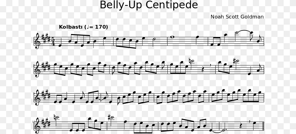 Belly Up Centipede Sheet Music, Gray Free Png