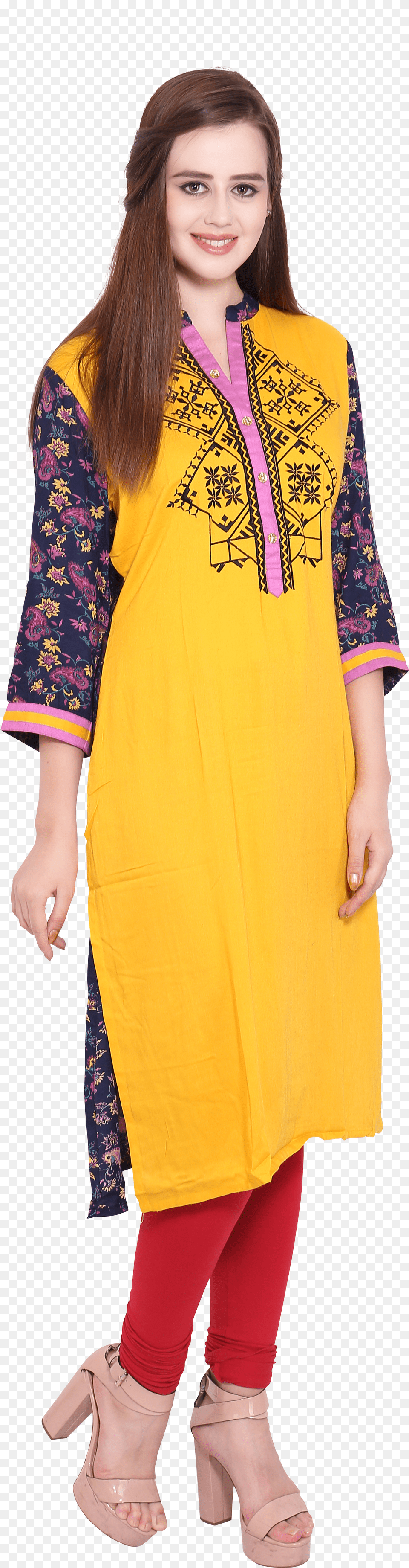 Belomoda Casual Wear 34th Sleeve Embroidered Yellow Free Transparent Png