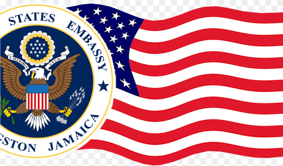 Below United States Embassy Logo, American Flag, Flag, Animal, Bird Free Transparent Png