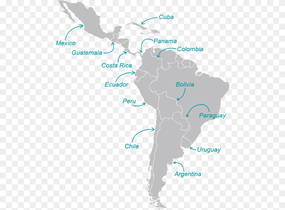 Below You Will Find A Geographical Overview Of Our Latin America Map Silhouette, Plot, Chart, Atlas, Diagram Free Transparent Png