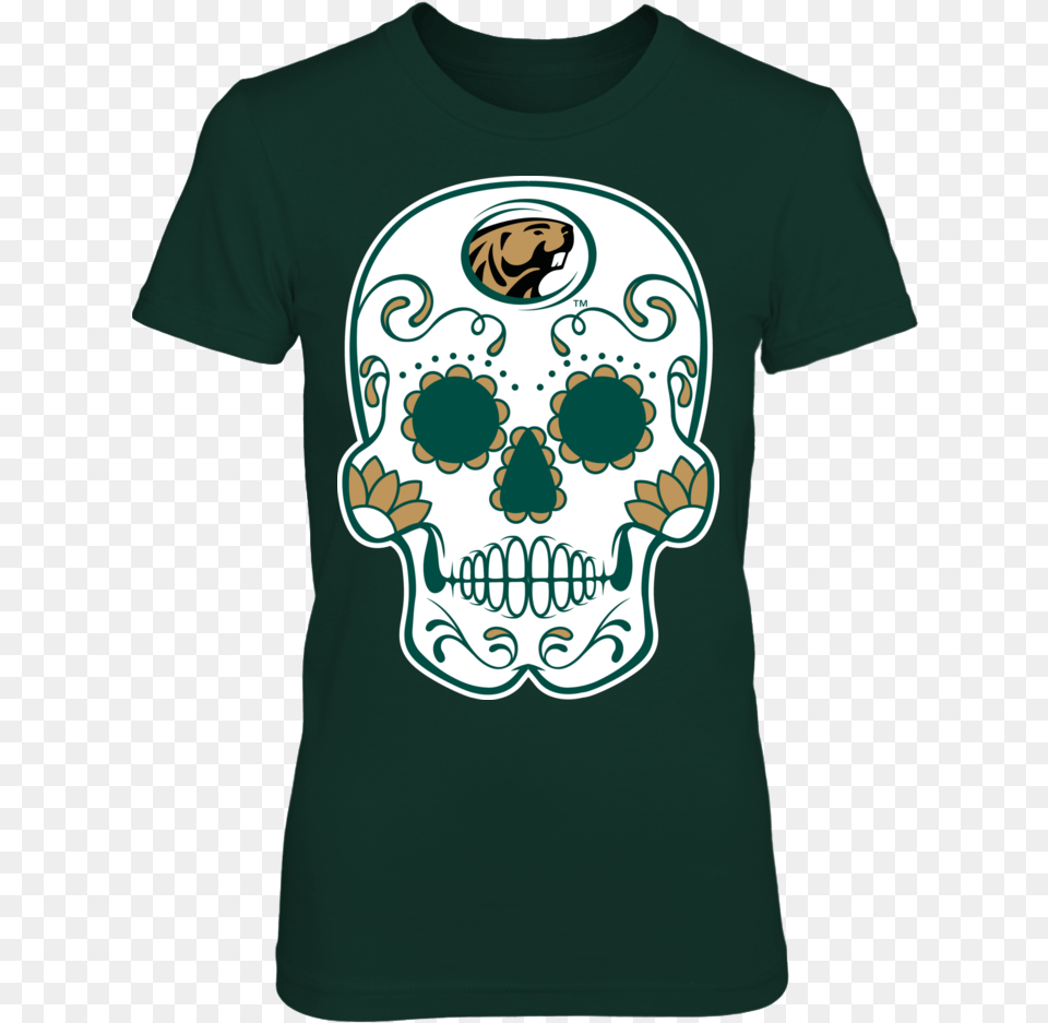 Bemidji State Beavers Auburn Tigers Sugar Skull, Clothing, T-shirt, Shirt, Person Free Transparent Png