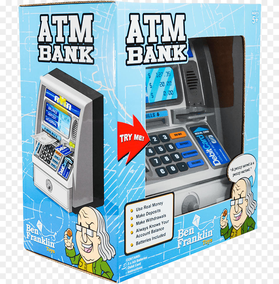 Ben Franklin Atm Bank, Machine, Person, Face, Head Free Png Download