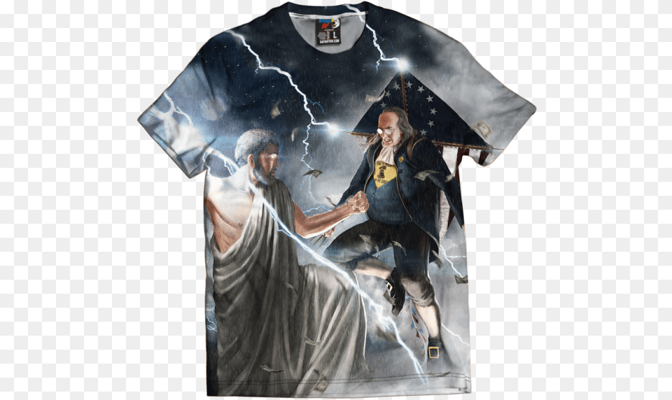 Ben Franklin Vs Ben Franklin Vs Zeus, T-shirt, Clothing, Adult, Person Png Image