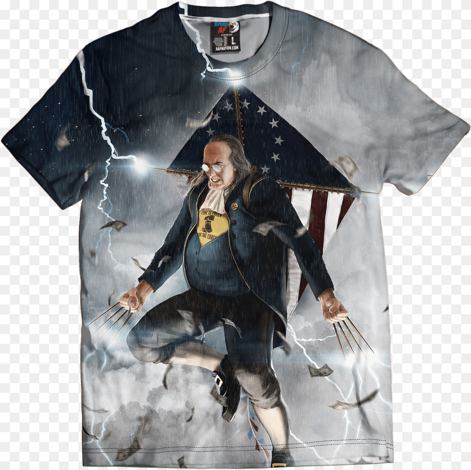 Ben Franklin Vs Zeus, Clothing, T-shirt, Adult, Person Free Png