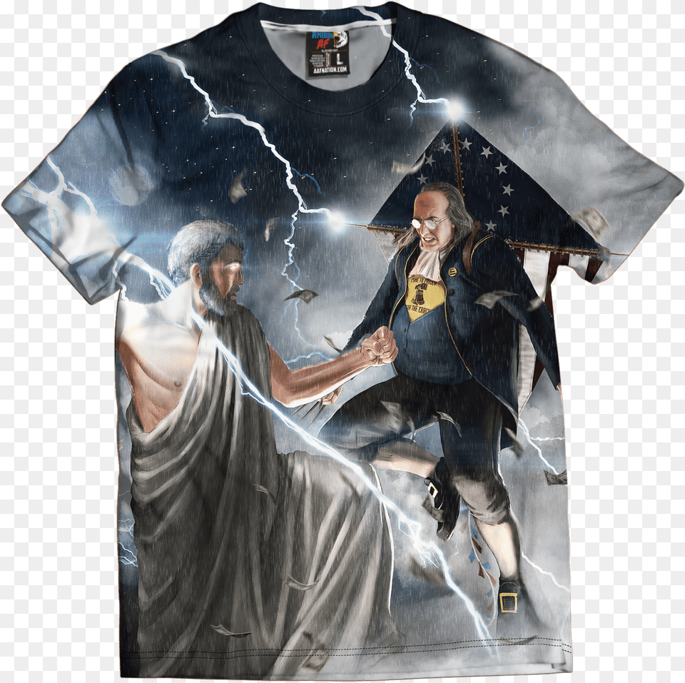 Ben Franklin Vs Zeus, T-shirt, Clothing, Adult, Person Png