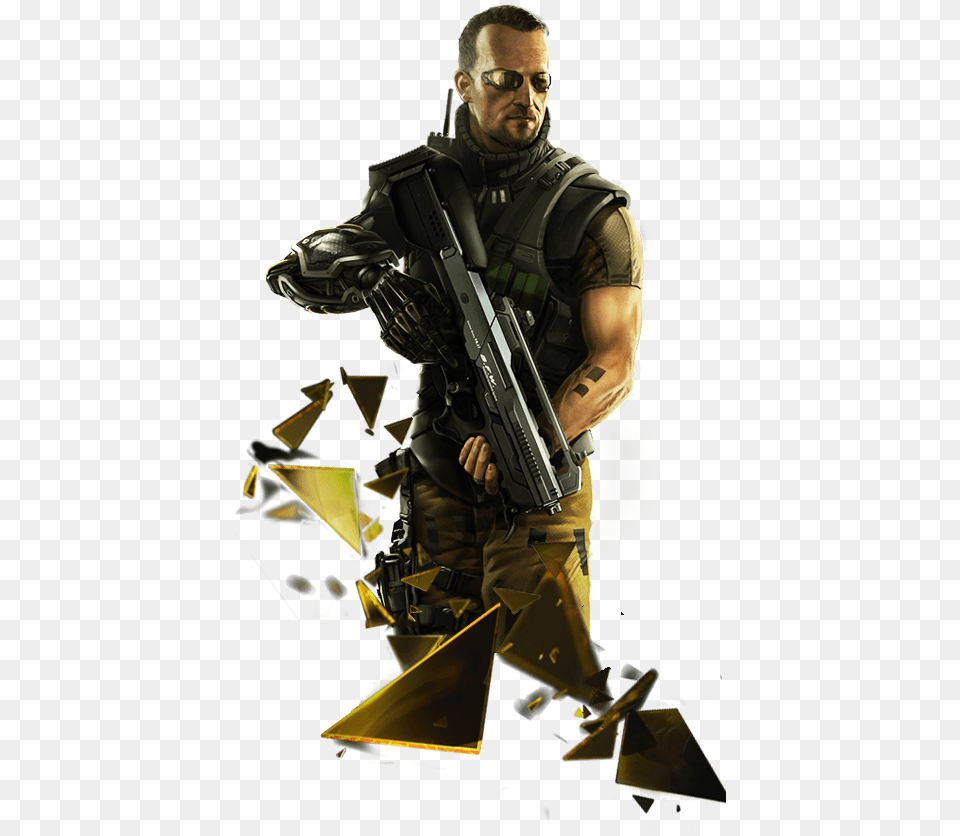 Ben Saxon Deus Ex, Firearm, Weapon, Adult, Male Free Png