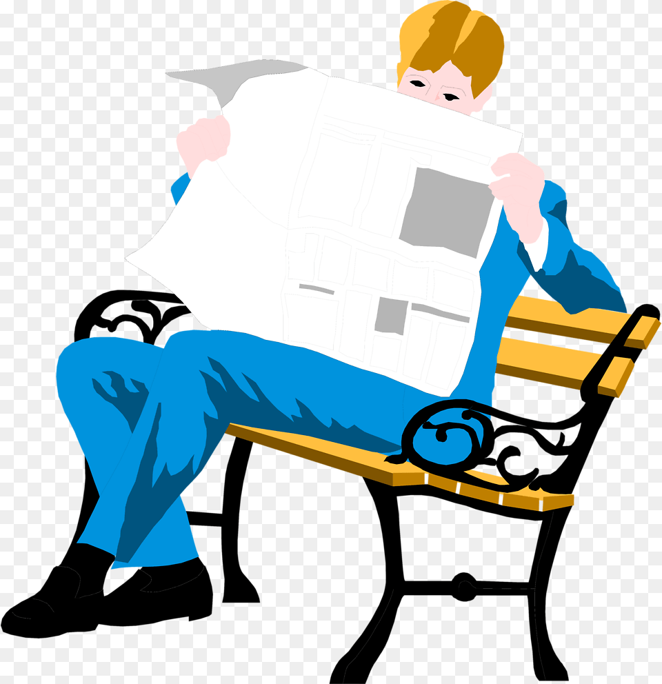 Bench Clipart Man, Reading, Person, Male, Adult Free Png Download