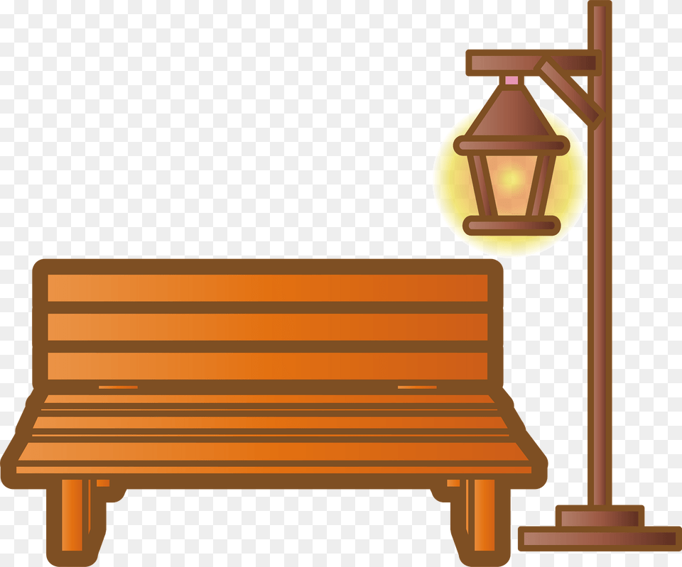 Bench Under A Street Light Clipart, Furniture, Lamp Post, Lamp, Park Bench Png