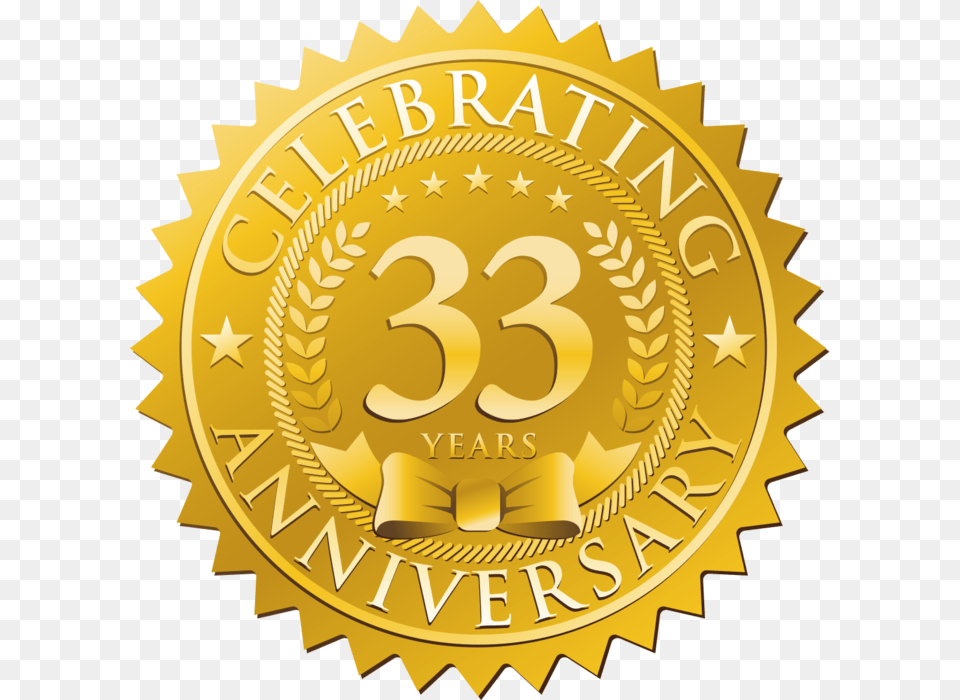 Benchmark Celebrates 33 Yearsstyle Max Width 17 Years Celebration, Gold, Logo, Badge, Symbol Free Png