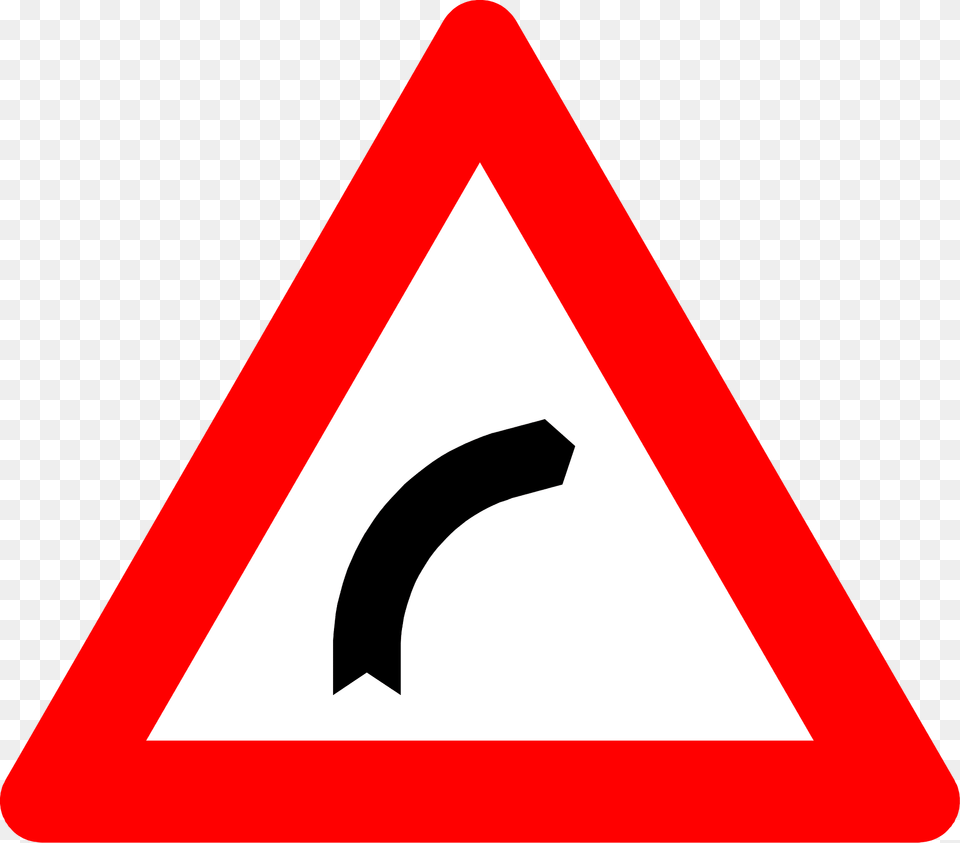 Bend Ahead Sign In Belgium Clipart, Symbol, Road Sign, Dynamite, Weapon Free Png Download
