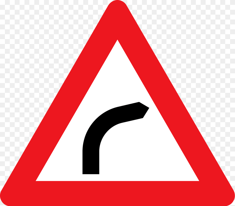 Bend Ahead Sign In Denmark Clipart, Symbol, Road Sign Png