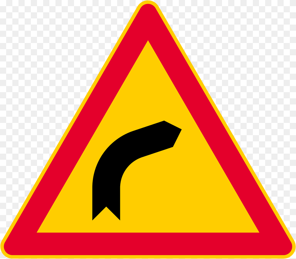 Bend Ahead Sign In Finland Clipart, Symbol, Road Sign Free Png Download