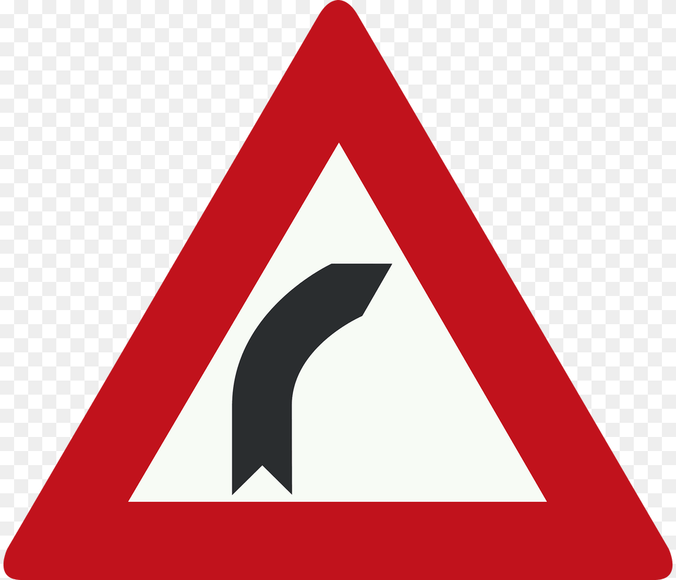 Bend Ahead Sign In Netherlands Clipart, Symbol, Road Sign Png