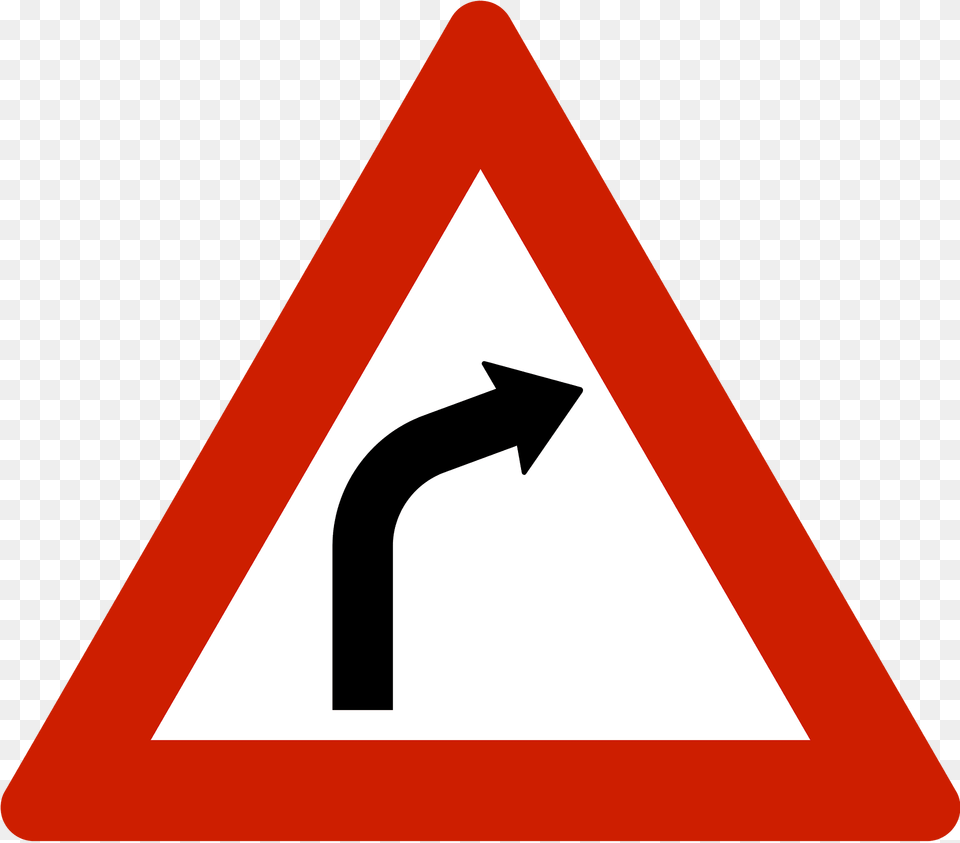 Bend Ahead Sign In Norway Clipart, Symbol, Road Sign Free Png