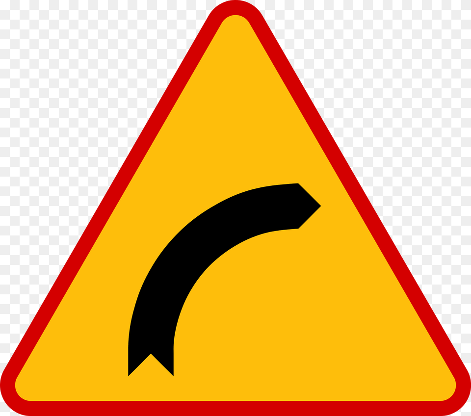 Bend Ahead Sign In Poland Clipart, Symbol, Road Sign Free Transparent Png