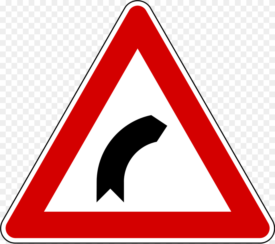 Bend Ahead Sign In Slovenia Clipart, Symbol, Road Sign Free Png Download