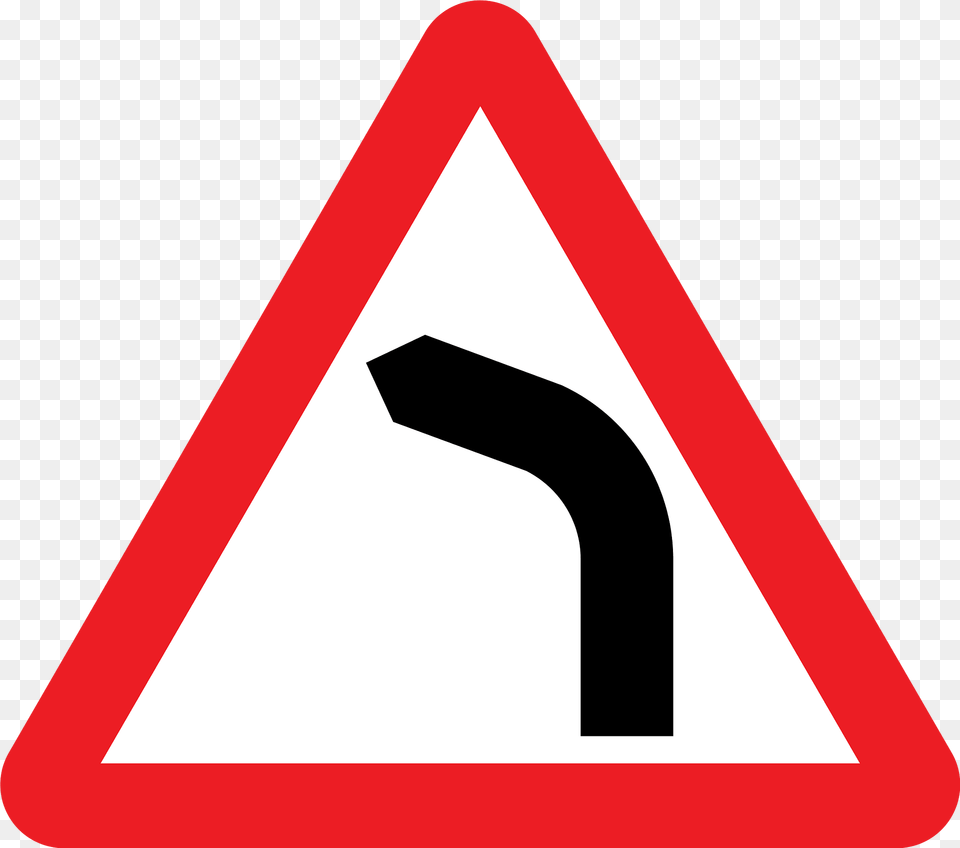 Bend Ahead Sign In Uk Clipart, Symbol, Road Sign, Dynamite, Weapon Png