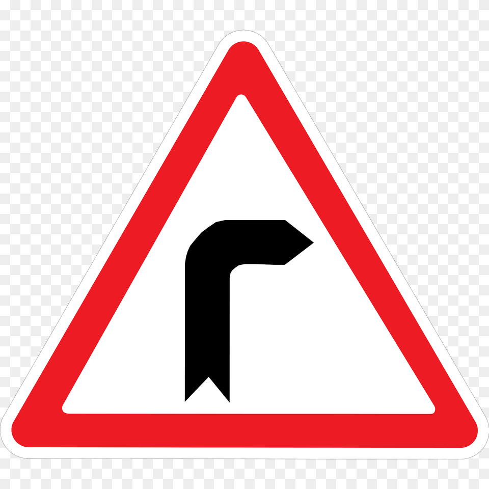 Bend Ahead Sign In Ukraine Clipart, Symbol, Road Sign, Smoke Pipe Png Image
